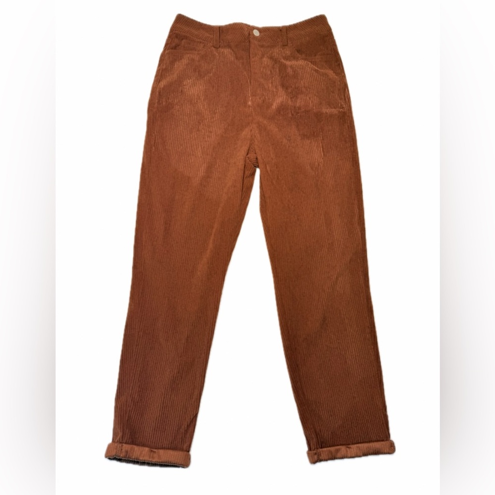 SHEIN Brown High Waist Cuffed Ankle Corduroy Pants Women’s Size Medium